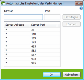 Einstellungen des SpIDer Mail E-Mail-Wächters Um nähere Informationen zu einer der in diesem Fenster festzusetzenden Einstellungen zu erhalten, klicken Sie auf entsprechenden Fensterbereich in der Abbildung.