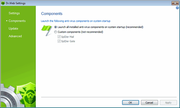 Components Settings For details on a certain option, click a corresponding item in the picture. To get information on options available in other pages, click the corresponding link in the picture.