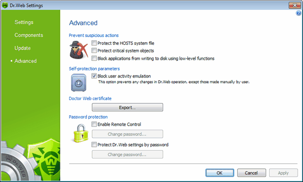 Advanced Settings For details on a certain option, click a corresponding item in the picture. To get information on options available in other pages, click the corresponding link in the picture.