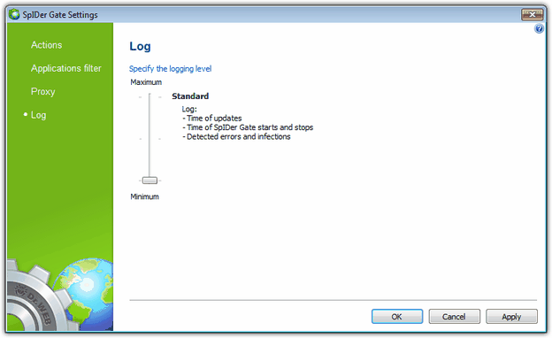 SpIDer Gate Settings For details on a certain option, click a corresponding item in the picture. To get information on options available in other pages, click the corresponding link in the picture.