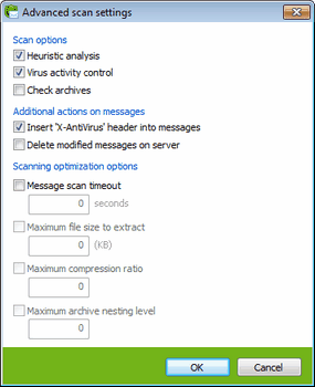 SpIDer Mail Settings For details on a certain option, click a corresponding item in the picture.