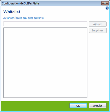 Configurer SpIDer Gate - White Liste Pour obtenir des détails sur une option, cliquez sur le thème correspondant dans l'image.