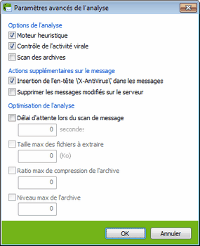 Configurer SpIDer Mail Pour obtenir des détails sur une option, cliquez sur le thème correspondant dans l'image.