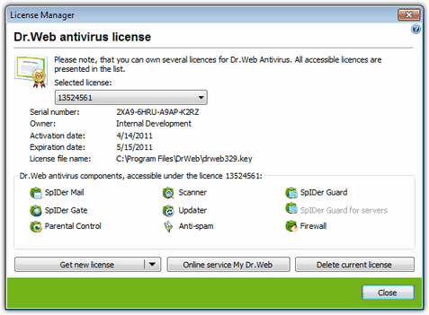 Dr.Web License Manager For details on a certain option, click a corresponding item in the picture
