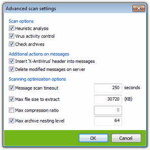 SpIDer Mail Settings For details on a certain option, click a corresponding item in the picture