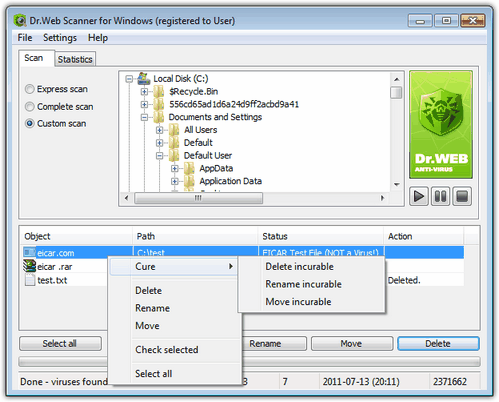 Dr.Web Scanner For details on a certain option, click a corresponding item in the picture