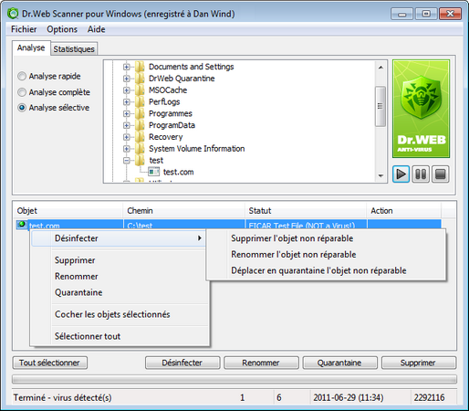 Scanner Dr.Web Pour obtenir des détails sur une option en particulier, cliquez sur le thème correspondant dans l'image