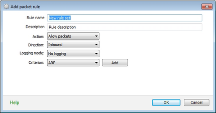Dr.Web Firewall packet rule For details on a certain option, click a corresponding item in the picture.