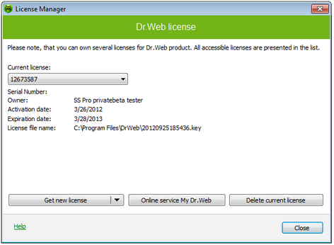 Dr.Web License Manager For details on a certain option, click a corresponding item in the picture.