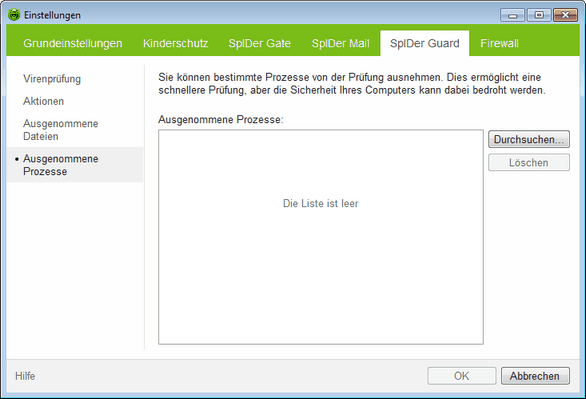 Ausgenommene Prozesse Ausgenommene Prozesse