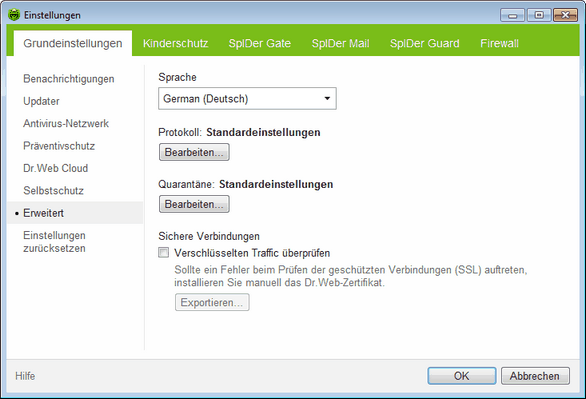 Haupteinstellungen Haupteinstellungen