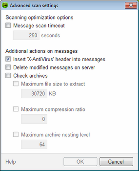 SpIDer Mail Advanced Settings