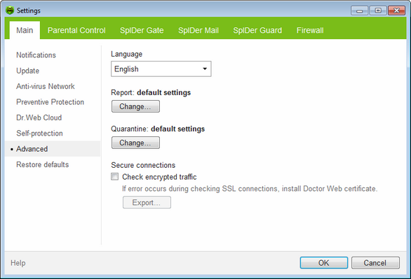 Main settings
