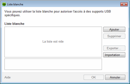 Blanche liste des supports amovibles