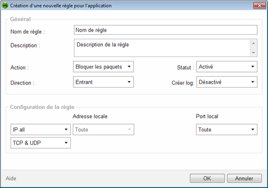 Règles du Pare-feu pour les applications