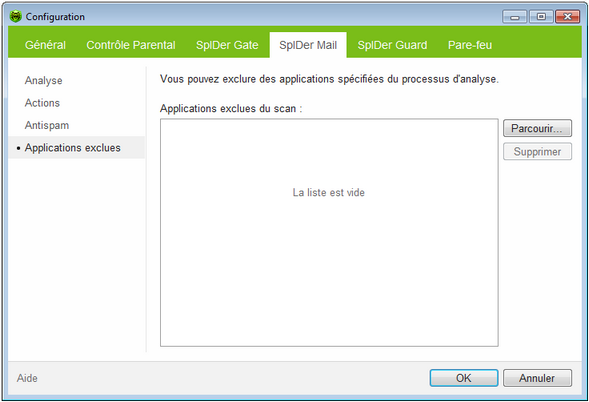 Configurer SpIDer Mail