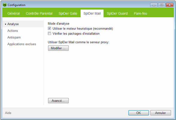 Configurer SpIDer Mail